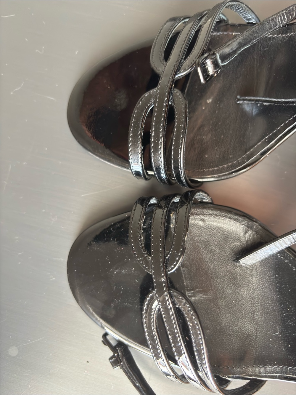 Saint Laurent Black Patent Leather Knotted Strap Stilettos - Picture 7 of 8